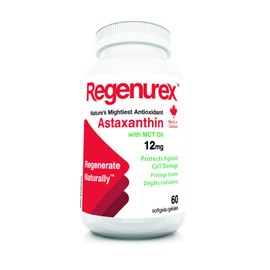 Regenurex Canadian Astaxanthin – 60 ct – 12mg – Supports Joint, Skin, Eye Health Naturally – A Super-Antioxidant Grown in BC