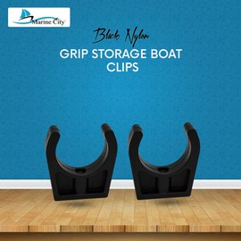 Marine City Black Nylon Best Grip Storage Boat Clips Light Weighted Easy Access Ladder Stowing Hooks with Smooth and Sleek Design 1-3/4 Inches for Boats – Ships – Marine (Pack of 2)