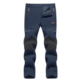 TACVASEN Fleece Lined Pants Men Insulated Ski Pants Water Resistant Snow Windproof Snowboard Hiking Pants Winter Outdoor Navy 38