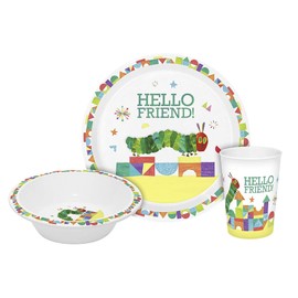 GEDA LABELS Hello Friend Children's Crockery Set of 3 Colourful Animal Print Caterpillar