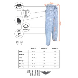 AMERICAN HEAVEN Men's 3 Pack Lounge Pajama Sleep Pants/Drawstring & Pockets Designer Woven Pant Bottoms (3 Pack- Blues Greys Plaids, 3XL)