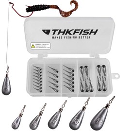 THKFISH Fishing Accessories Set Weights Fishing Sinker Fishing Drop Shot Weights Fishing Weights Kit Drop Shot Rig B Water Drop Shape Weights 28 Pieces