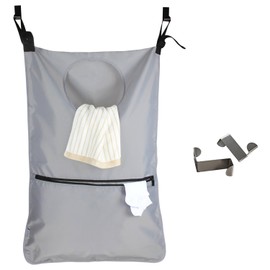 Luxja Adjustable Hanging Laundry Bag, Laundry Hamper with 2 Stainless Steel Hooks, Laundry Hamper Bag, Grey