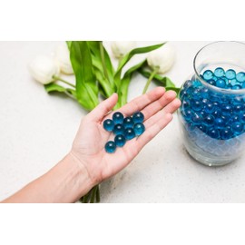 Galashield Blue Glass Marbles Bulk Fillers | Round Beads for Vases, 5lb (Approx. 400 pcs)