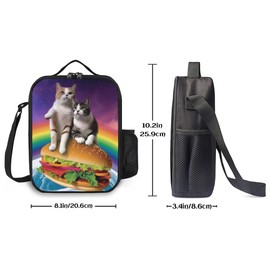 Ximjoju Insulated Lunch Bag, Reusable Portable Lunch Box With Shoulder Strap, Cat Lunch Bag, Funny Cute Bento Lunchbox Cooler Thermal Meal Tote Kit