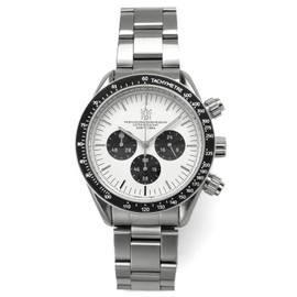 HYAKUICHI 101 Hyakuichi Divers Chronograph Watch, Men's Watch, Water Resistant to 20 ATM, Non-Date, Quartz, White, Panda, white, Bracelet Type