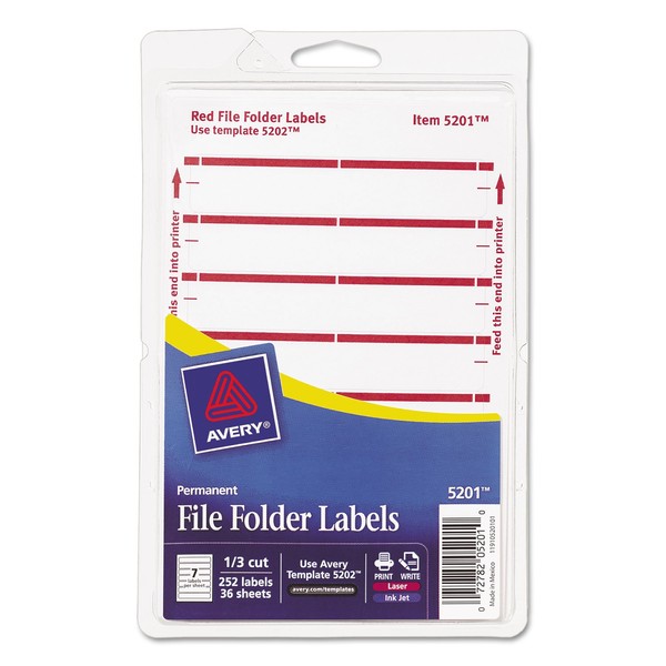 Averyamp;reg; Print or Write File Folder Labels, 3-7/16 x 11/16,