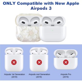 MINSCOSE Compatible with AirPods 3rd Gen Clear Case,Cute Cartoon Flower Earphone Cover with Floral Keychain, Soft Transparent TPU Protective Case for AirPod 3 for Girls Women-White