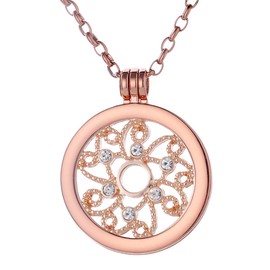 Morella Women's Necklace, Rose Gold, 70 cm, Stainless Steel, with Pendant and Coin (33 mm), in Jewellery Bag, Stainless Steel