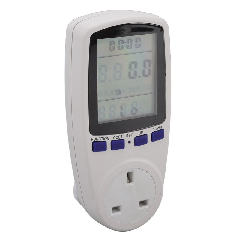 Power Meter Socket LCD Display Overload Protection LED Light Digital