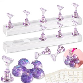 AstraGlam 2PCS Nail Stand for Press Ons, Fake Nail Holder for Painting Nails, Upgraded Acrylic Nail Stands with Magnets, Flower Base Holder for Nail Practice with Glue Tips