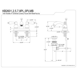 Kingston Brass KB2601PL Vintage 4-Inch Centerset Lavatory Faucet, Polished Chrome with Porcelain Lever Handle