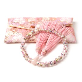 Women's Rose Dragonball 0.4 inch (10 mm) Red Crystal Lapis Venetian Glass Nishijin Woven Gold Brocade Prayer Beads with Bonus Item Natural Stone 0.4 inch (10 mm), White Rose / Red Crystal