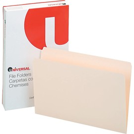 Universal 15110 File Folders, Straight Cut, One-Ply Top Tab, Legal, Manila, 100/Box