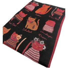J26 XXL Autumn Bear Cat Scarf Cotton Winter Scarf Stole Scarf Transition Scarf, Cat Black Red