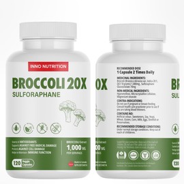 Inno Nutrition Broccoli 1,000mg 240 Capsules 20X Extract 4 Months SULFORAPHANE 70mg Vegan Non-GMO Allergen Free No Preservatives Made In Canada (Pack of 2)
