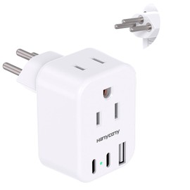 Switzerland Power Travel Plug Adapter, Type J Power Adapter with 2 Outlets 3 USB Ports(2 USB C) for US to Swiss Switzerland Liechtenstein Rwanda | HANYCONY