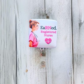 Reflections by Zana Retractable RN ID Badge Reel with Swivel Clip – Pink Nurse ID Holder for Medical Professionals