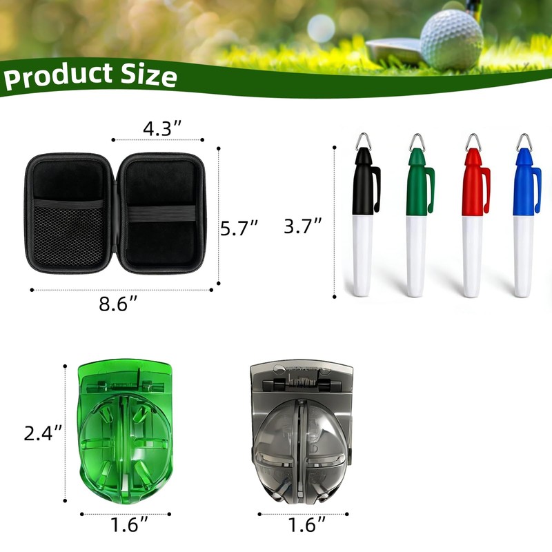 HIFQUI Precision Golf Ball Marker with Carry Case, 2 Golf