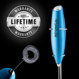 PowerLix Milk Frother Handheld Battery Operated Electric Whisk Beater Foam Maker For Coffee, Latte, Cappuccino, Hot Chocolate, Durable Mini Drink Mixer Without Stand Blue