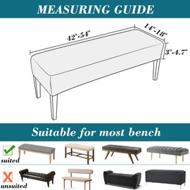 HFCNMY Bench Covers for Dining Room,Waterproof PU Dining Bench Cover Removable Bench Covers Stretch Washable Bench Seat Covers for Dining Room Bench Slipcover for Living Room, Bedroom Light Gray