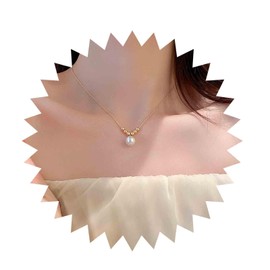 Andelaisi Boho Pearl Choker Necklace Gold Pearl Necklace Choker Vintage Floating Pearl Necklace Vintage Wedding Bridal Pearl Pendant Necklace Jewelry for Women