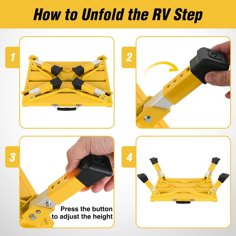 Nilight RV Step Stool Portable Folding Aluminum Platform Steps with