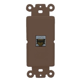 RiteAV - Shielded Cat6 Ethernet Port Wall Plate Decorative (Insert) - Rocker [Brown/Brown]