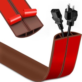 10ft Floor Cord Cover,Cord Hider Floor Brown,Extension Cable Cover Power Cord Protector Floor,Floor Cable Management Prevent Cable Trips,Cord Protector Cord Cavity:0.47" (W) x 0.24" (H)