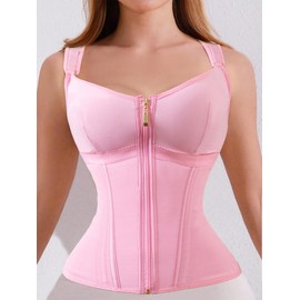 Women's Solid Color Shapewear  Top, Lady Tummy Control Shaper, Women's Shapewear for Daily Wear:_Pink_L