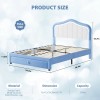 Full Bed Frame Velvet Upholstered Headboard LED Platform Bed Frame