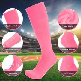 Baseball Socks and Belt Combo for Youth Adult - Softball Socks and Belt for Grils and Boys (Light Pink)