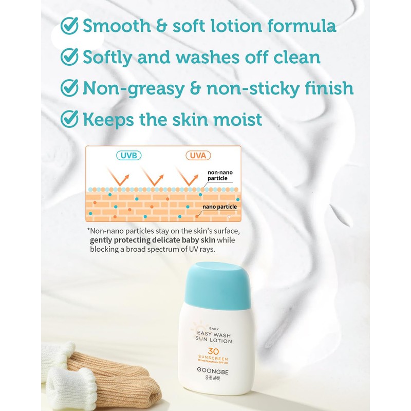 GOONGBE Korean Baby Easy Wash Mineral Sunscreen SPF30, 2.11 fl
