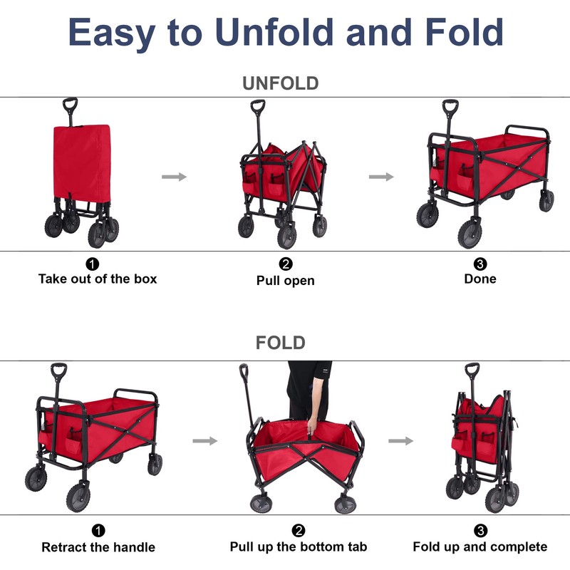 ABCCANOPY Folding Collapsible Utility Wagon Cart Outdoor Garden Shopping Camping