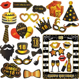 VITEVER 30 Pieces Photo Box Accessories, 18th Birthday Decoration, Party Accessories, Table Decoration Birthday and 1 Photo Frame for 18th Birthday Girls and Boys, Variety Party Decoration Birthday