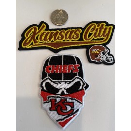 (2)-Kansas City Chiefs embroidered iron on patches 3.5”x 2.5"/5”x 2” Beautiful!!