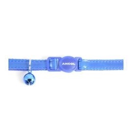 Ancol Gloss Reflective Cat Collar with Safety Buckle. Red, Blue, Silver (Blue)