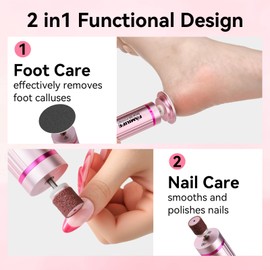 FAMILIFE Electric Foot File Callus Remover – Rechargeable Pedicure Tool with Display Screen, Replaceable Sandpaper Discs, Forward & Reverse Rotation, for Men and Women