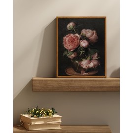 InSimSea Framed Canvas Prints Art Vintage Decor, Botanical Wall Art Prints, Peony Flower Paintings, Flower Pictures Wall Decor for Bedroom Farmhouse Bathroom, 11"x14"