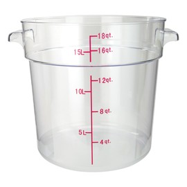 Winco Polycarbonate Round Food Storage Container, 18 Quart