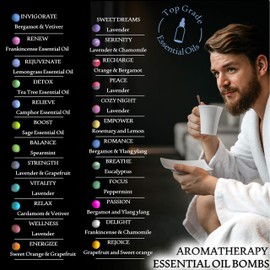 Men's Bath Bombs Gift Set. 24 Therapeutic Shea Bath Bombs for Men! Large Spa Fizzers with Moisturizing & Essential Oils. Aromatherapy Bath Bomb Set Makes Best Gift Set for Men, Husband, Boyfriend etc