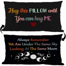 Long Distance Relationship Gifts Always Remember We are Under The Same Sky Colorful Word Reversible Decor Throw Pillow Case Decor for Home Bedroom 20x12 inch, Great Gift for Boyfriend, Girlfriend