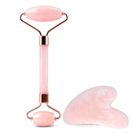 Ao Yee ZGL Gua Sha Facial Massage Tool and Roller Set, Facial Massager for Face, Neck, Arms, Eyes, Reduce Puffiness, Improve Wrinkles, Daily Self-Care Gift for Men and Women Emerald Green Pink White