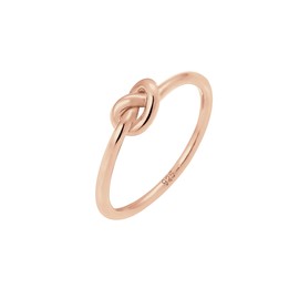 Elli Women's 925 Sterling Silver Rose Gold Plated Trend Knot Ring, Size Q