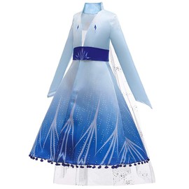 DH Gorgeous Little Girls Princess Cosplay Blue Costume Outfit Coat & Dress & Pants 3-4 Years