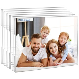 Ludery 8.5x11 Acrylic Picture Frames Set of 6, Clear Photo Frame for Wall with Tape, Clear Picture Photo Frames 8.5x11 for Home, School, Office - Horizontal