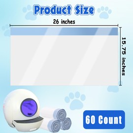 Xcivi 60 Count Litter Box Liners for Automatic Cat Box, 26 x 15.75 Inch, Drawstring Bags, Extra Large Universal Model