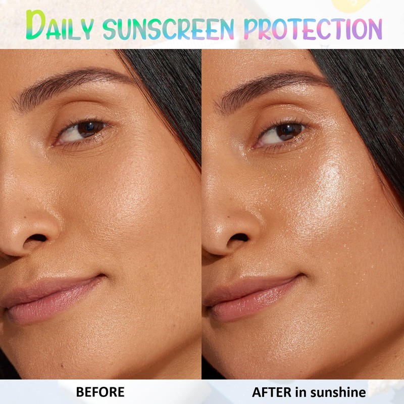 Prreal Sunscreen SPF 30 Glitter Sunscreen Pearlescent Brightening Shimmer Sunscreen,