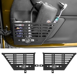 NKCELL POWER Metal Front Door Storage Box for Jeep Wrangler JK JKU 4XE 2011-2018 & Gladiator JT 2011-2018 Interior Storage Expansion Door Storage Side Pockets Insert Organizer Accessories (2-Pcs)