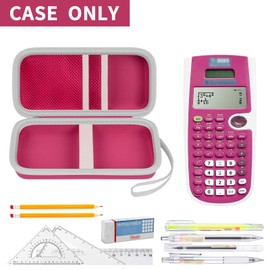 Case Compatible with Texas Instruments TI-30XS for MultiView Scientific Calculator, Storage Holder Carrying Organizer Bag with Mesh Pocket for Pens, Pencil, Batteries and Accessories (Box Only)-Pink
